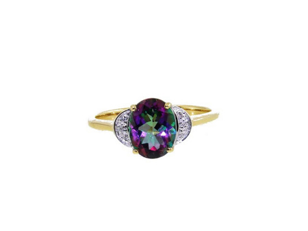 Obrazek Pierścionek Mystic Topaz i diamenty