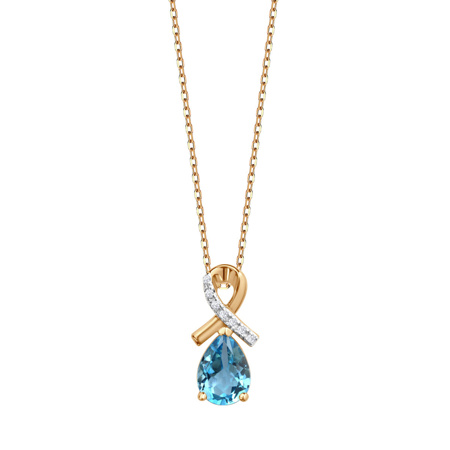 Obrazek Złota zawieszka diamenty i Topaz Sky Blue