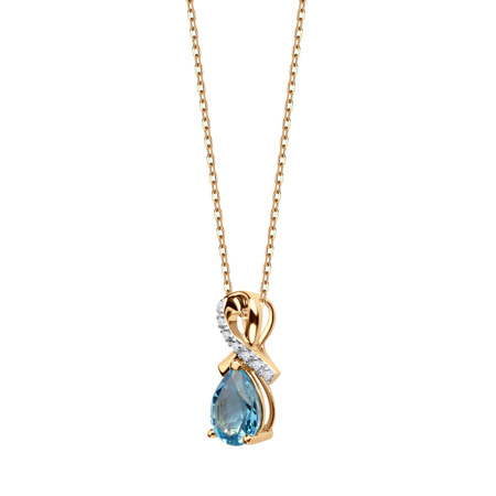 Obrazek Złota zawieszka diamenty i Topaz Sky Blue