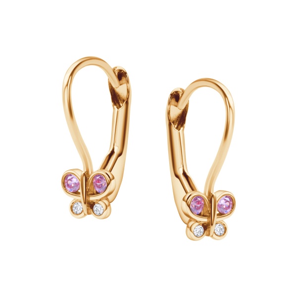 Obrazek Złote kolczyki motylki dla dziewczynki