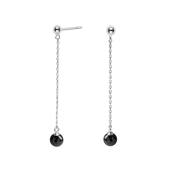 Obrazek Długie, srebrne kolczyki z agatem