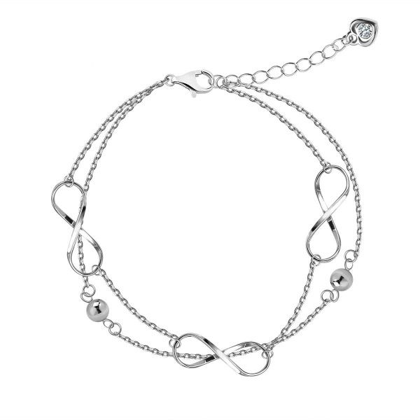 Obrazek Bransoletka podwójna z nieskończonością i kulkami