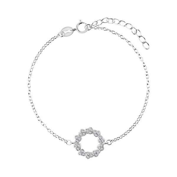 Obrazek Srebrna bransoletka z kółkiem w serca