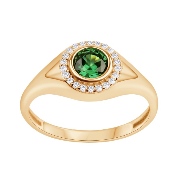 Obrazek Złoty pierścionek z zieloną cyrkonią