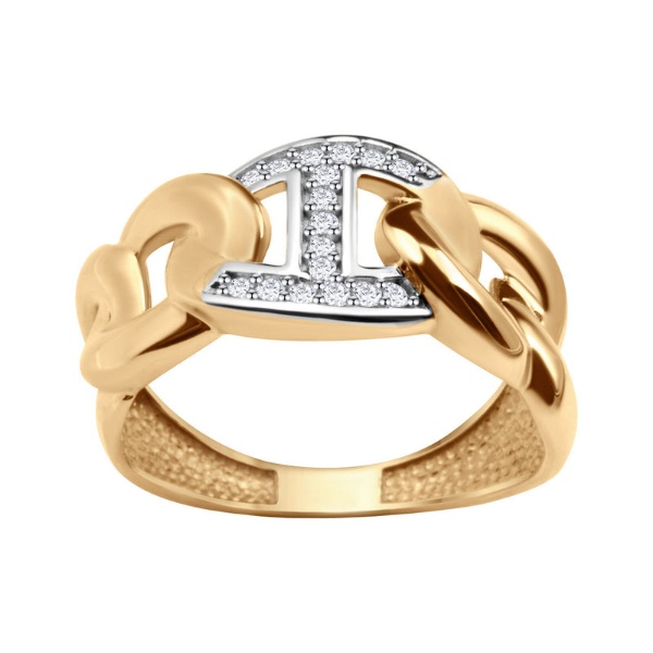 Obrazek Złoty pierścionek z cyrkoniami