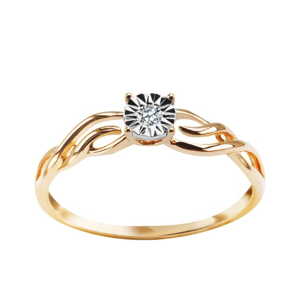 Obrazek Złoty pierścionek z diamentem