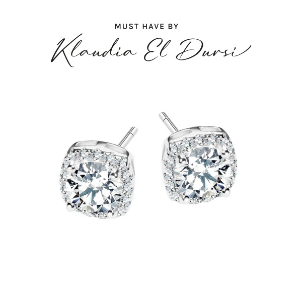 Obrazek Kolczyki kryształowe kwadratowe karmazycje