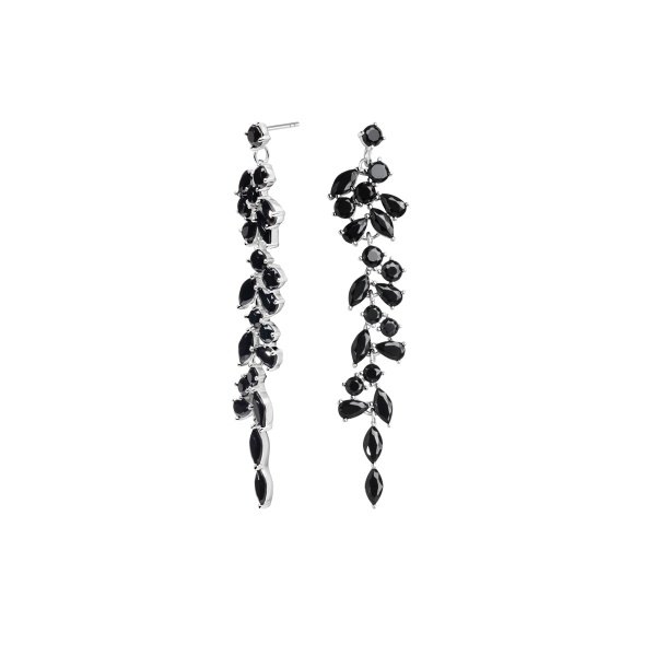Obrazek Długie kolczyki z czarnymi cyrkoniami