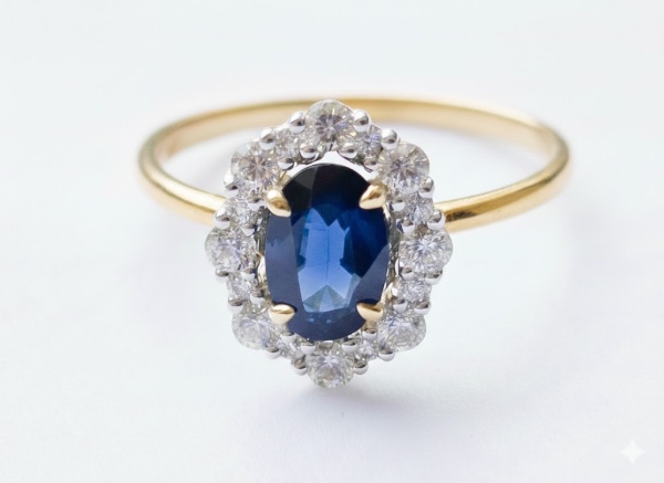 Zdjęcie Złoty pierścionek z szafirami