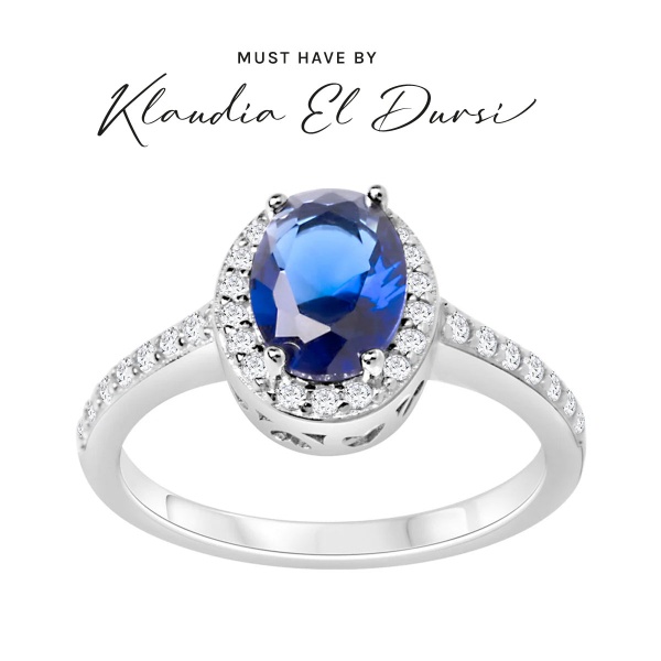 Zdjęcie Srebrny pierścionek z szafirową cyrkonią