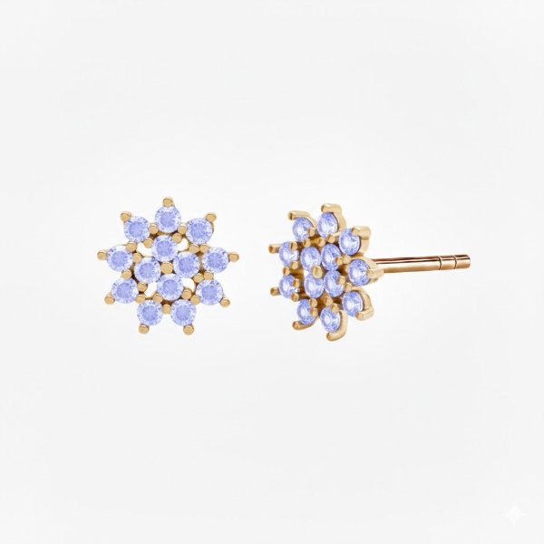 Zdjęcie Złote kolczyki z niebieskimi cyrkoniami