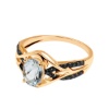 Zdjęcie Złoty pierścionek z Topzem Błękitnym i czarnymi diamentami