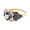 Zdjęcie Złoty pierścionek z Topazem London Blue diamentami i szafirami