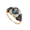Zdjęcie Złoty pierścionek z Topazem London Blue diamentami i szafirami