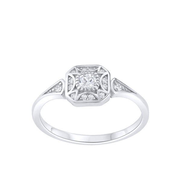 Zdjęcie Srebrny pierścionek  ART DECO cyrkonie vintage