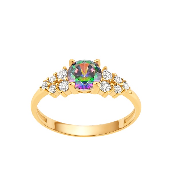 Zdjęcie Pierścionek złoto 333 cyrkonia jak Mystic Topaz