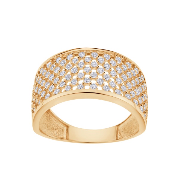 Zdjęcie Szeroki złoty pierścionek obrączka z cyrkoniami