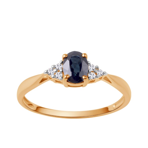 Zdjęcie Złoty pierścionek z szafirem i diamentami pr. 333